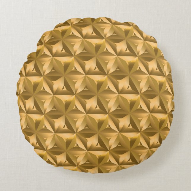 Luxury golden geometric seamless pattern round cushion (Front)