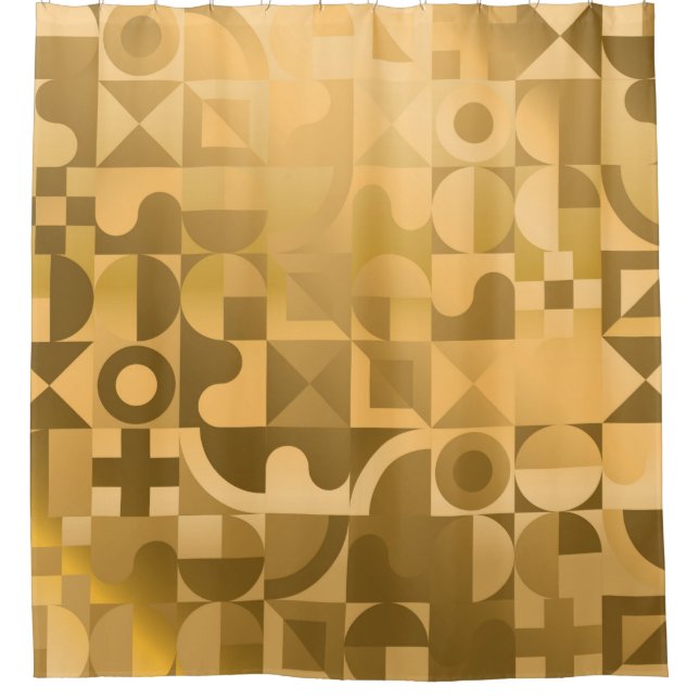 Luxury golden geometric seamless pattern shower curtain (Front)