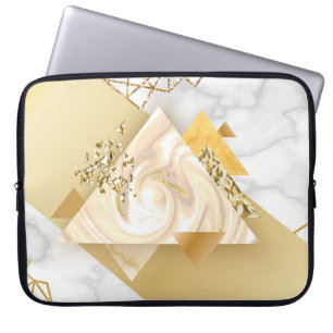 Luxury golden geometric with marble seamless patte laptop sleeve