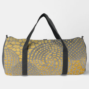 Luxury, Golden Giraffe Print Skin Grey Background Duffle Bag