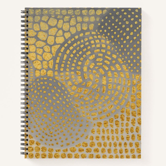 Luxury, Golden Giraffe Print Skin Grey Background Notebook (Front)