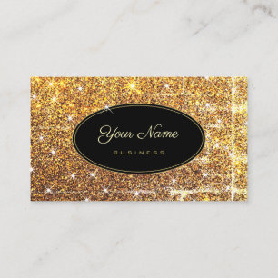 Luxury Golden Glitter Glam Luminous Stars Elegant Business Card