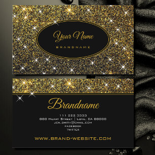 Luxury Golden Glitter Glam Luminous Stars Elegant Business Card