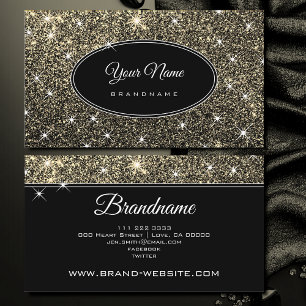 Luxury Golden Glitter Glam Luminous Stars Elegant Business Card