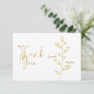 Luxury Golden & Gold leaves Wedding Thank You Card