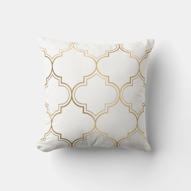 Luxury Golden Islamic Geometric Pattern Motifs Cushion (Front)