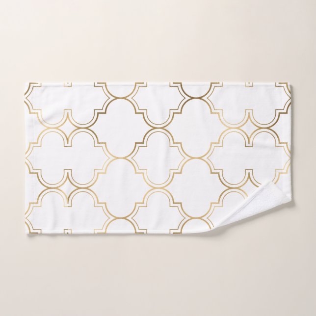 Luxury Golden Islamic Geometric Pattern Motifs Hand Towel (Hand Towel)