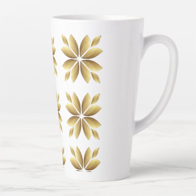 Luxury Golden Leaf Mandala Ceramic Mug – Elegant F (Right)