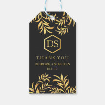 Luxury Golden Leaves Wedding Thank You Gift Tags
