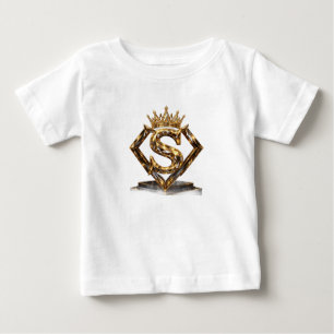 Luxury Golden Letter S Crown Diamond Monogram Baby T-Shirt