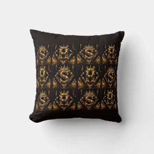 Luxury Golden Letter S Crown Diamond Monogram Cushion
