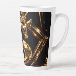 Luxury Golden Letter S Crown Diamond Monogram Latte Mug