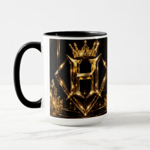 Luxury Golden Letter S Crown Diamond Monogram Mug