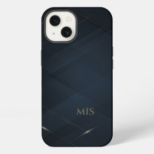 Luxury Golden Lines Dark Blue Triangles Background iPhone 13 Case
