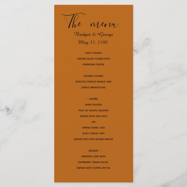 luxury golden minimal simple wedding  menu (Front)