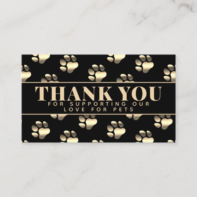 Luxury golden paws pattern thank you  square busin business card (Front)