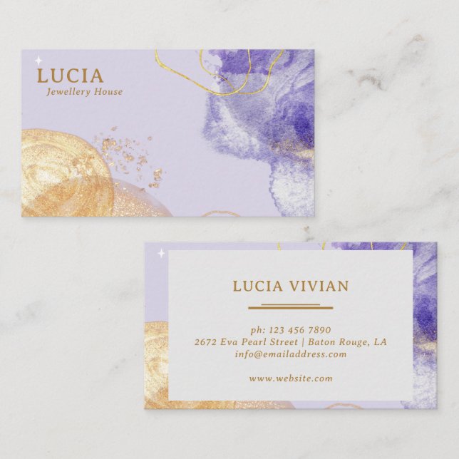 Luxury Golden Purple Universe Business Card (Front/Back)