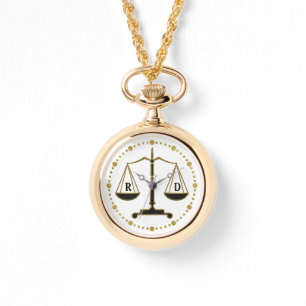 Luxury Golden Scales of Justice Initials Gifts Watch