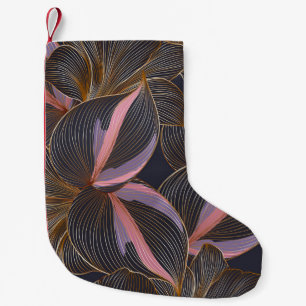 Luxury golden seamless floral background with trop small christmas stocking