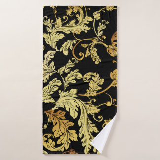 Luxury golden seamless pattern. Floral backgroundp Bath Towel