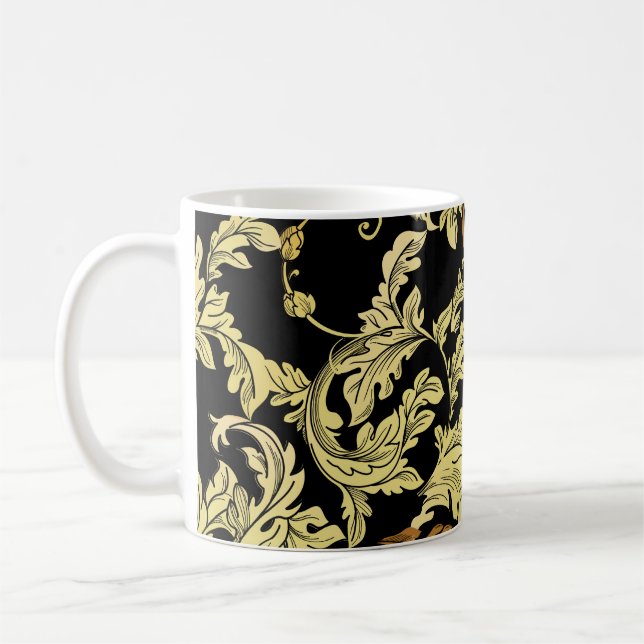 Luxury golden seamless pattern. Floral backgroundp Coffee Mug (Left)