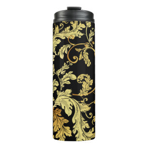 Luxury golden seamless pattern. Floral backgroundp Thermal Tumbler