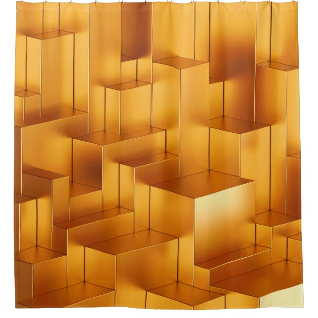 Luxury golden shapes geometric seamless pattern shower curtain (Front)