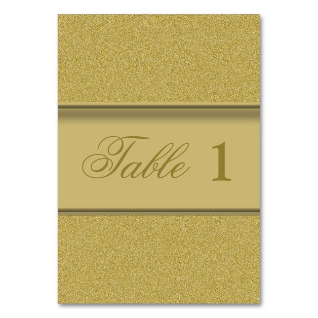 Luxury Golden Texture Elegant Gold Glitter Table Number (Front)