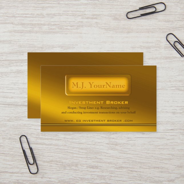 Luxury Golden Theme - Investment Broker Business Card (Front/Back In Situ)