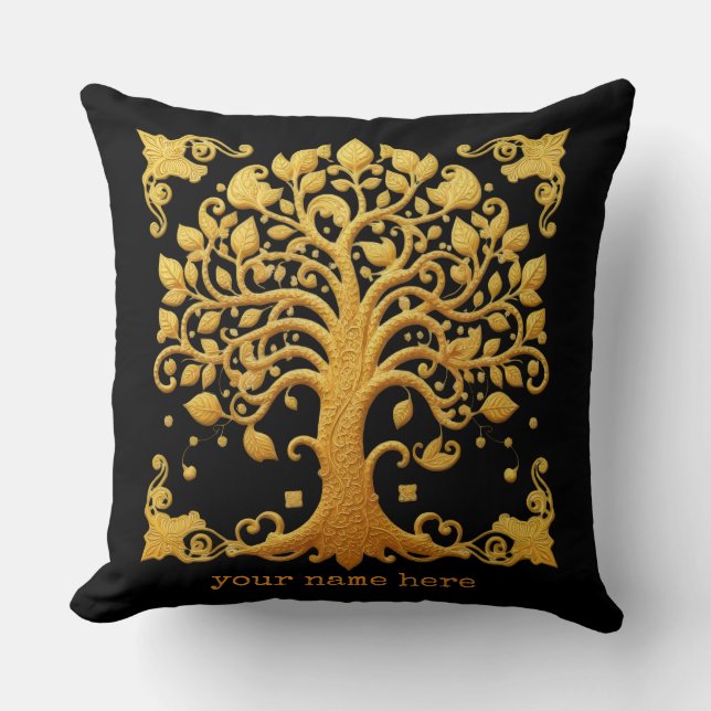 Luxury Golden Tree of Life Cushion (Front)