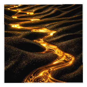 Luxury Golden Waves Abstract Art Print   Modern Go
