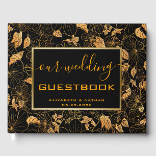 Luxury Gorgeous Black & Gold Wedding Guest Book