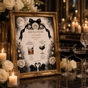 Luxury Gothic Black Bow Signature Drinks Sign