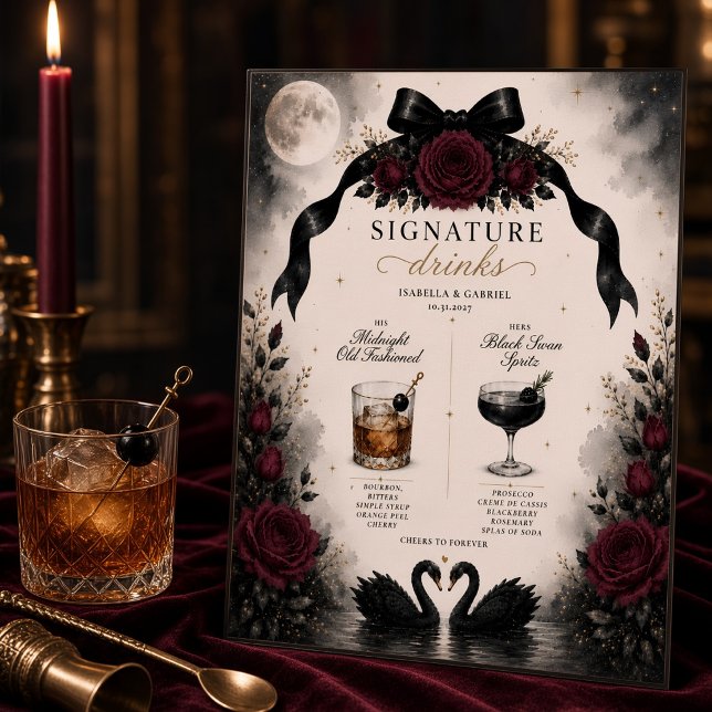 Luxury Gothic Black Bow Signature Drinks Sign  (Creator Uploaded)