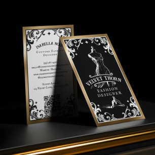 Luxury Gothic Vintage Black Gold Fashion Designer  Business Card