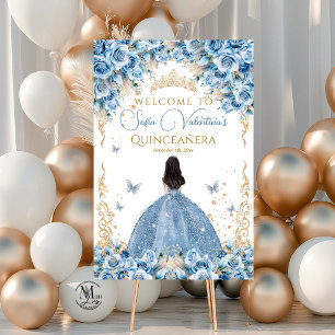 Luxury Gown Baby Blue Gold Fairytale Crown Welcome Poster