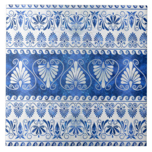Luxury Greek Ornament Blue Gemstone and pearl Ceramic Tile