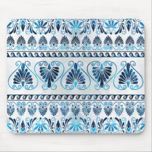 Luxury Greek Ornament Blue Gemstone and pearl Mouse Pad