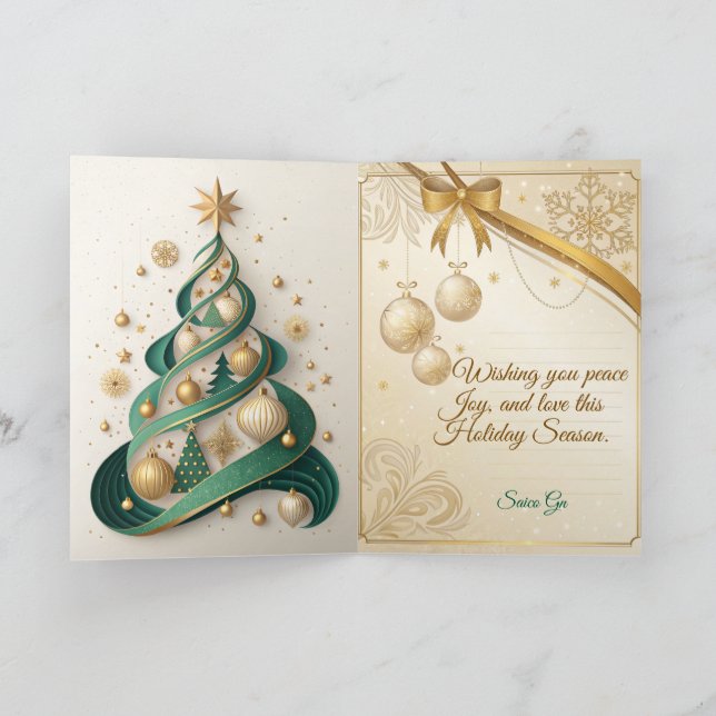 Luxury Green and Gold Christmas Card (Inside)