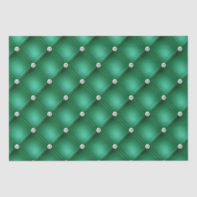 Luxury Green Diamond Tufted Pattern Tissue Paper (Front)