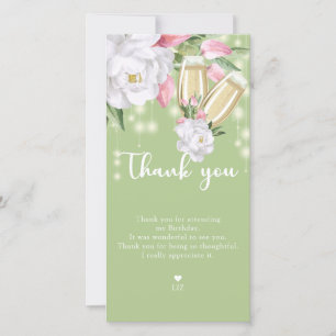 Luxury Green Floral 30th Birthday Thank You Card