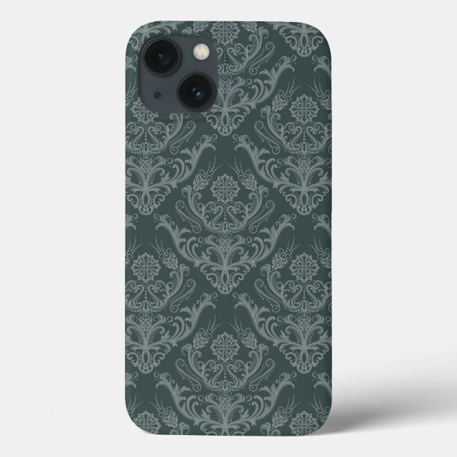 Luxury green floral damask wallpaper Case-Mate iPhone case (Back)