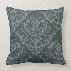 Luxury green floral damask wallpaper cushion
