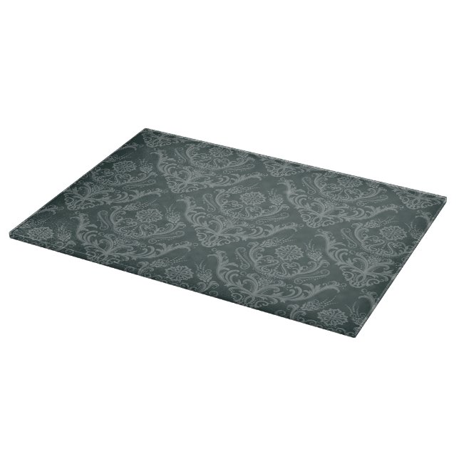Luxury green floral damask wallpaper cutting board (Corner)