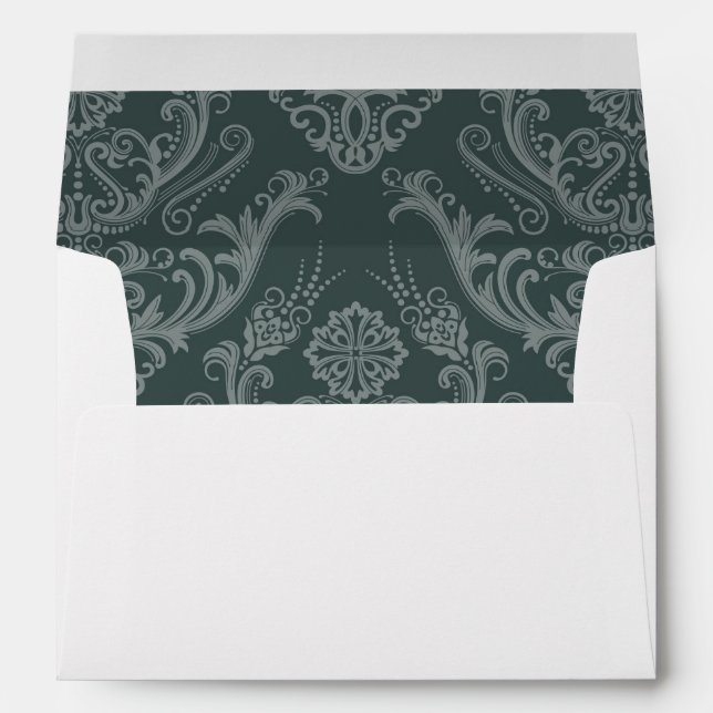 Luxury green floral damask wallpaper envelopes (Back (Bottom))