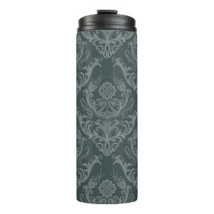 Luxury green floral damask wallpaper thermal tumbler