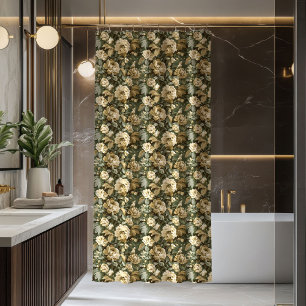 Luxury Green Gold Curtain Modern Botanical Style