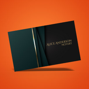 Luxury green gold elegant notary  Business Card