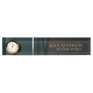 Luxury green gold elegant notary office  nameplate