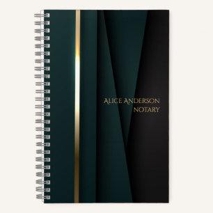 Luxury green gold elegant notary simple glam  notebook
